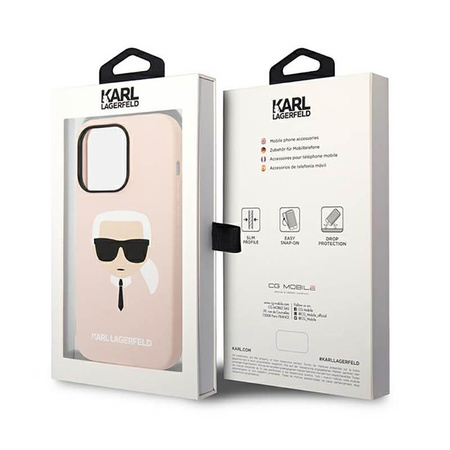 Karl Lagerfeld Silicone Ikonik Karl`s Head - Etui iPhone 14 Pro (różowy)
